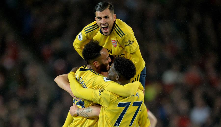 Pierre Emerick Aubameyang marcó el gol del empate con el Arsenal ante el Manchester United (EFE)