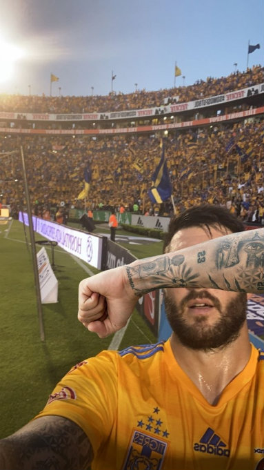 El festejo de Gignac tras gol ante Santos (Instagram @10apg)
