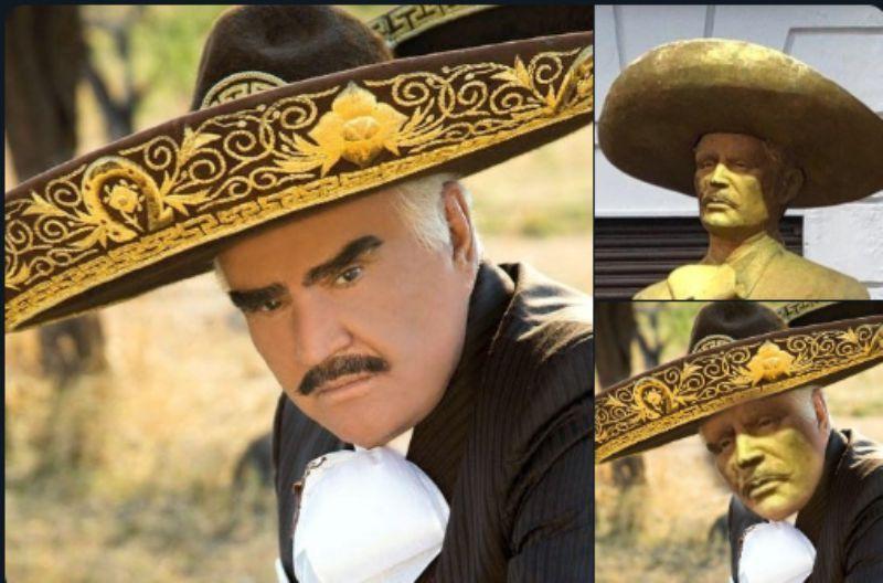 En redes sociales, Vicente Fernández  fue criticado por la estatua que le hicieron en su honor. (Twitter: @cochi_mcfly)