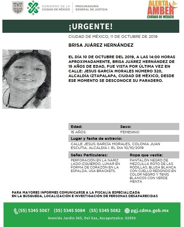 Brisa desapareció cercano a los límites entre la Ciudad de México y el Estado de México. (PGJDF_CDMX)