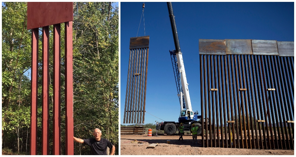 La réplica del Muro Fronterizo de Donald Trump comparado con el que se construye en la frontera con México. (EFE / AP)