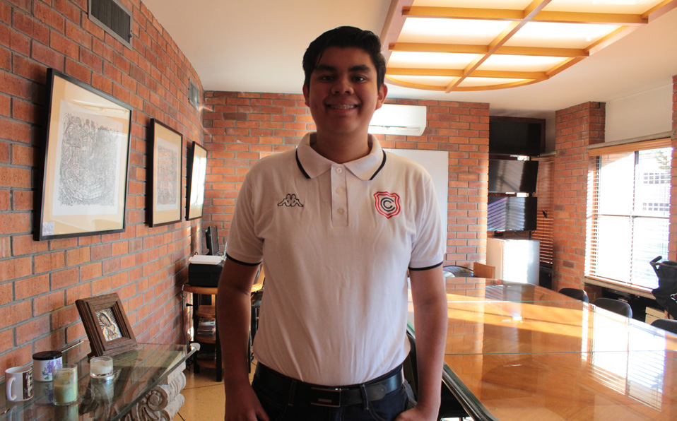 Rogelio Aguirre González, estudiante del Colegio Cervantes de Torreón que participará en la 33ª Olimpiada Mexicana de Matemáticas. (Liliana Yañez)