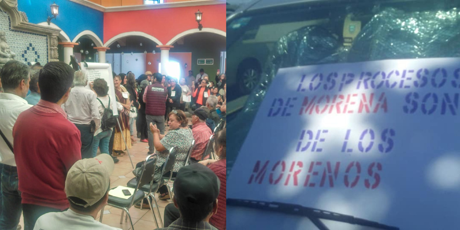En Saltillo, el evento se realizó a puerta cerrada en donde también se registró choque entre militantes. (Especial)