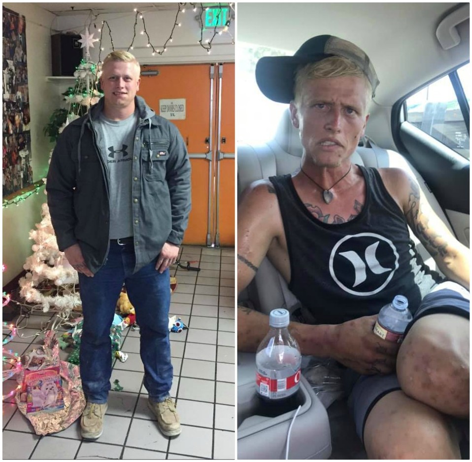 La transformación de Cody Bishop en siete meses. (Facebook Jennifer Salfen-Tracy)