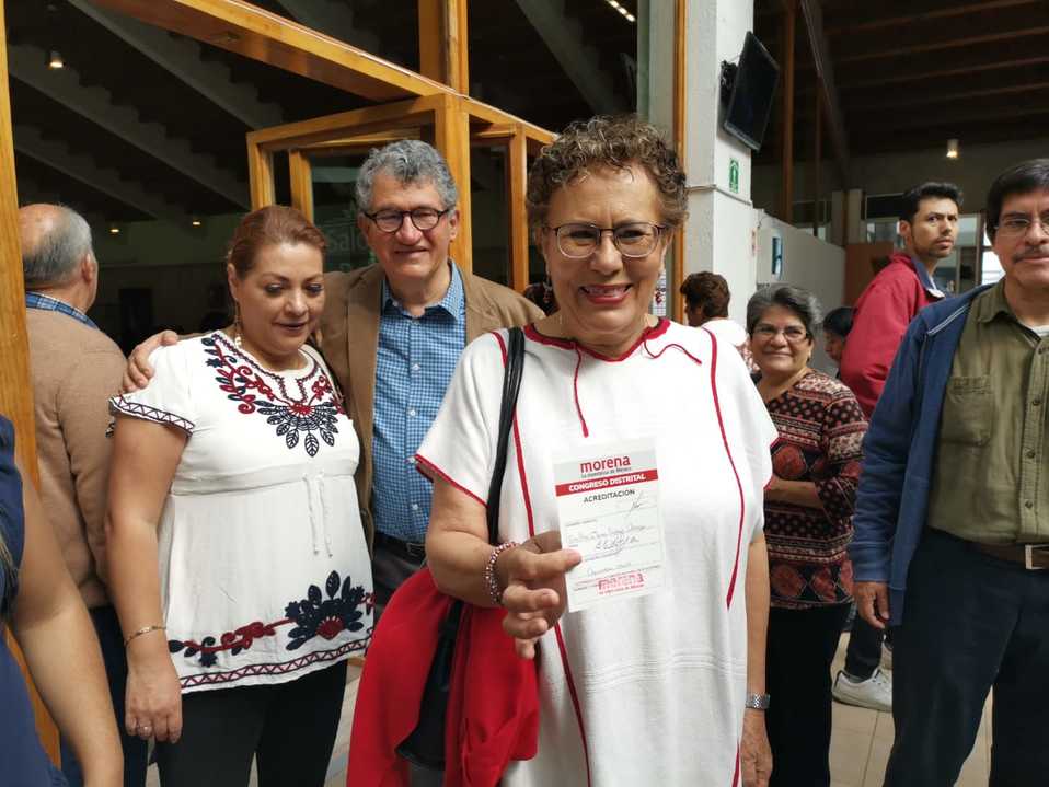 Bertha Luján, en la asamblea de Morena en Ciudad de México (Liliana Padilla)