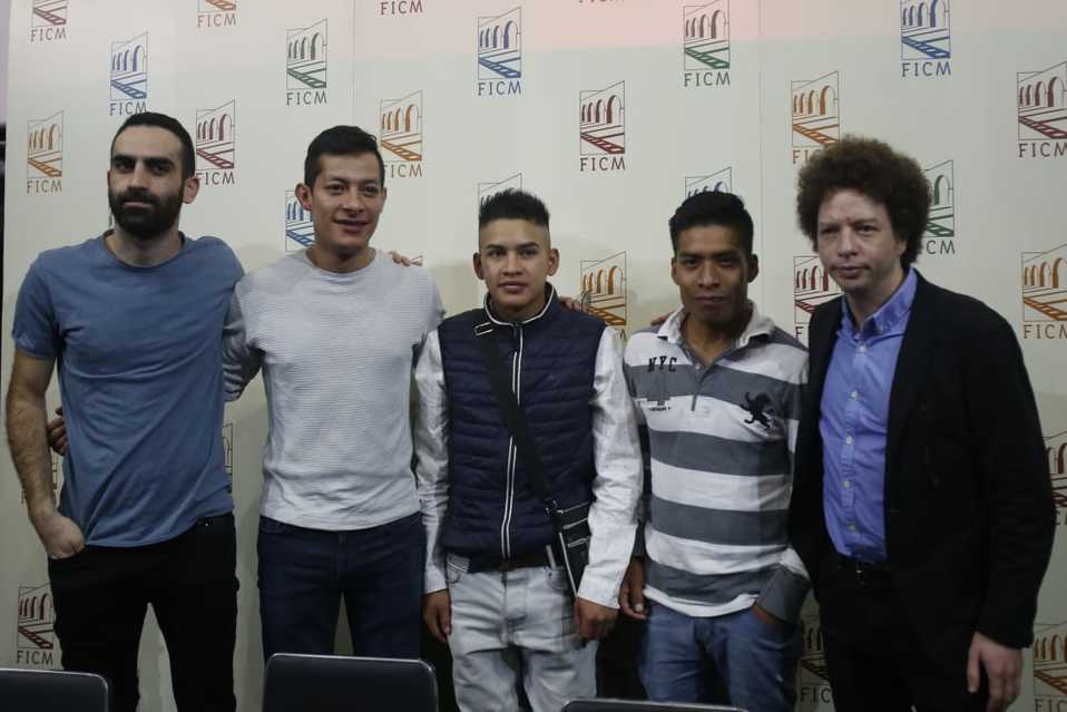 David Zonana, los actores Luis Alberti,  Horacio Celestino y Jonathan Sánchez y el productor Michel Franco (Ariana Pérez).