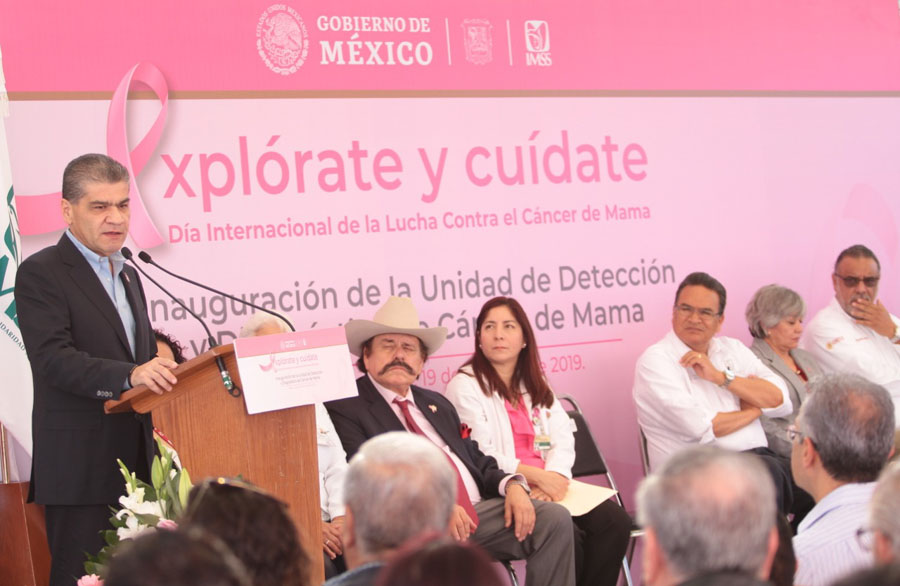 En el Día Mundial Contra el Cáncer de Mama, el gobernador Miguel Ángel Riquelme Solís inauguró la Unidad de Detección y Diagnóstico. (Milenio Digital)