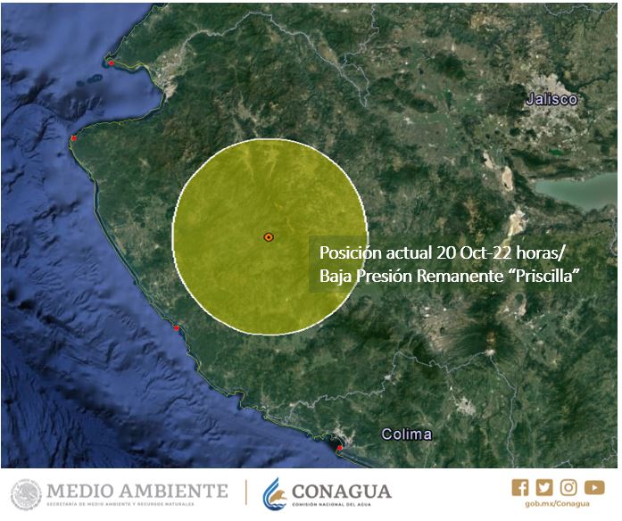 Priscilla se degradó sobre Jalisco. (Conagua)
