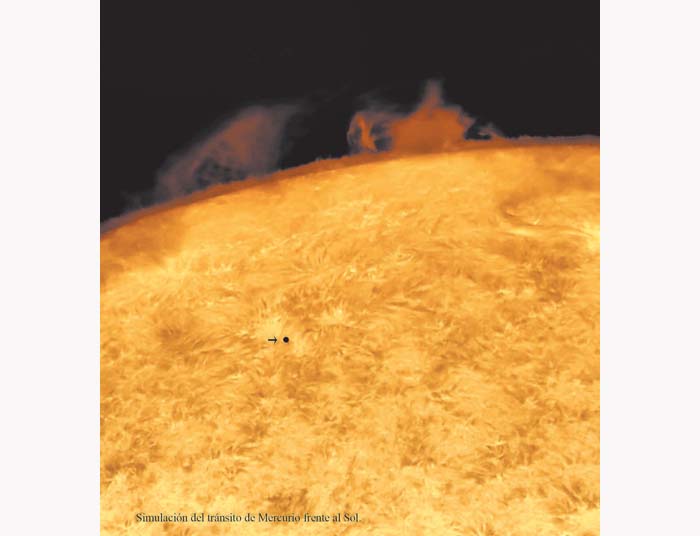 Les dejo una simulación del tránsito de Mercurio, con una imagen solar que tomé hace seis meses en la Sierra de García. cortesía