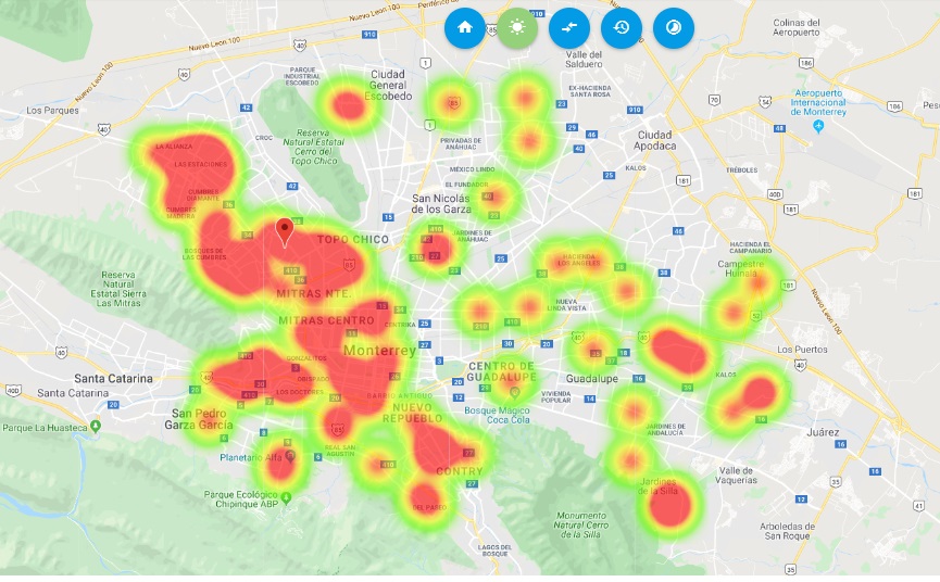 La aplicación presenta un mapa de calor que se acentúa en los sitios con más reportes. (Especial)