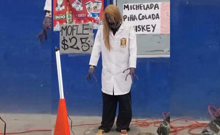 Monstruo es caracterizado de alcaldesa de Reynosa.