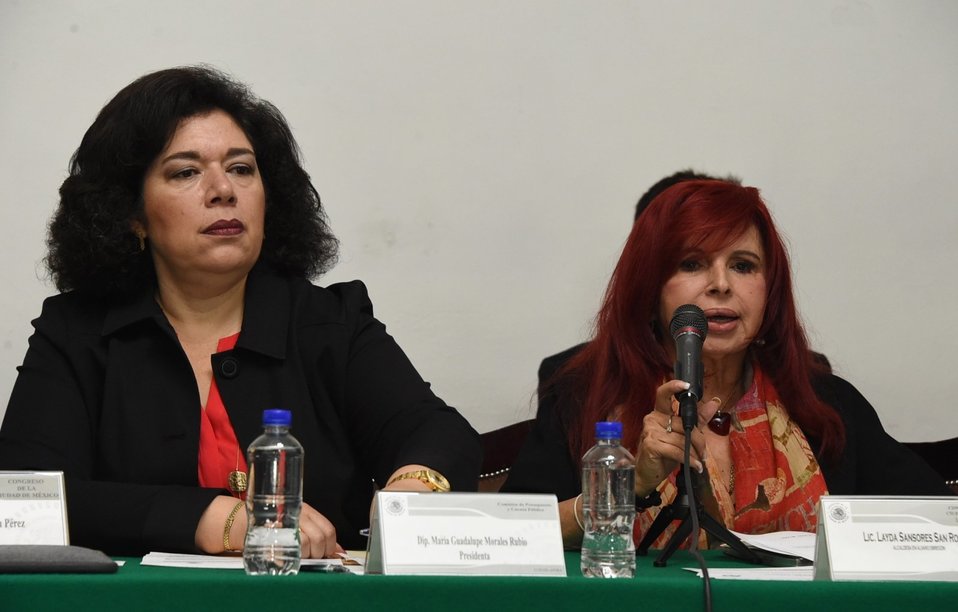 La diputada Guadalupe Morales y Layda Sansores, alcaldesa de Álvaro Obregón. (Tomado de @Congreso_CdMex)