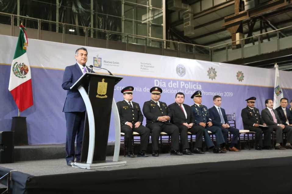 Jaime Rodríguez Calderón en el evento del Día del Policía en la Nave Lewis, en Fundidora. (Foto: Raúl Palacios).