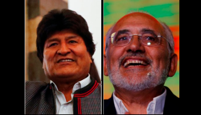 El presidente Evo Morales (izq.) y su contrincante en las elecciones, Carlos Mesa.