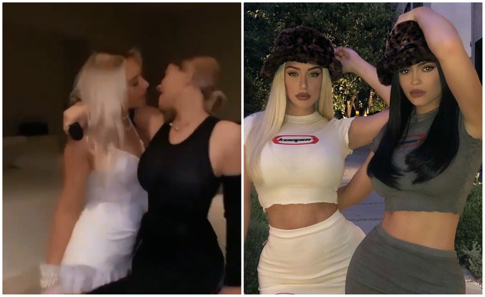 Kylie Jenner recrea con su amiga el beso de Madonna y Britney Spears (Instagram).