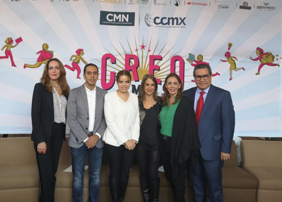 Conjunto del Consejo Mexicano de Negocios en el lanzamiento de la plataforma CREO MX. (Especial)
