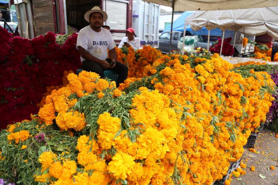 Vendedores de flores en la Central de Abastos de Pachuca. (Jorge Sánchez)
