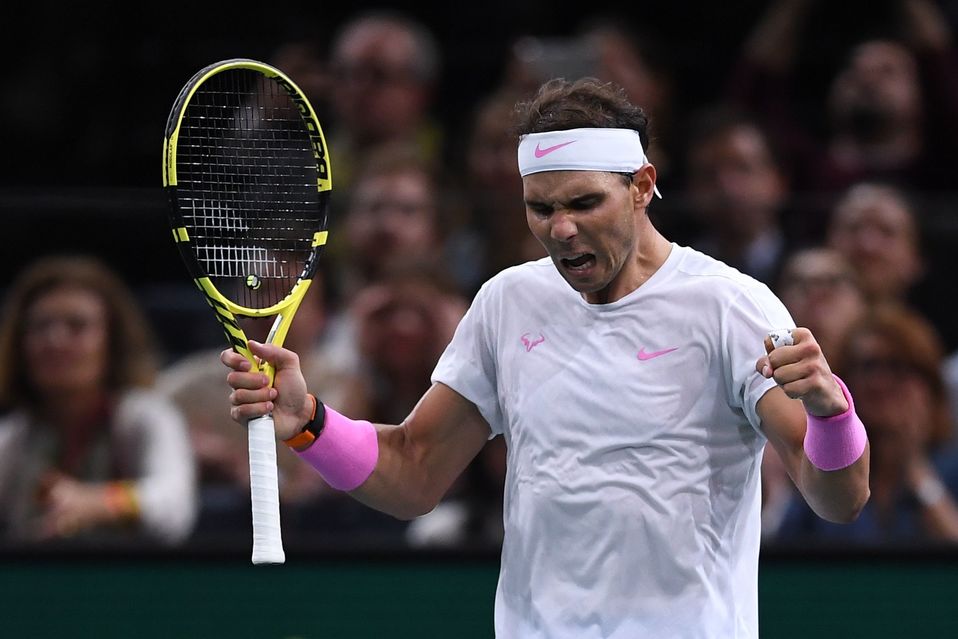Rafael Nadal festejando su victoria 50 del año (AFP)