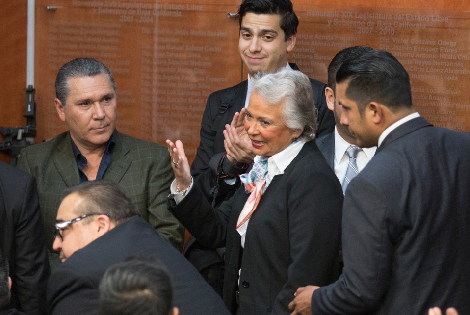 Olga Sánchez Cordero durante la toma de protesta de Jaime Bonilla. (Cuartoscuro)