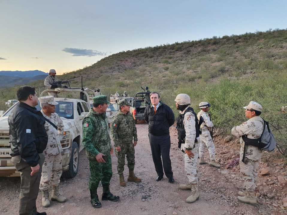 El canciller Marcelo Ebrard visitó este martes Sonora, tras el ataque a la familia LeBarón.