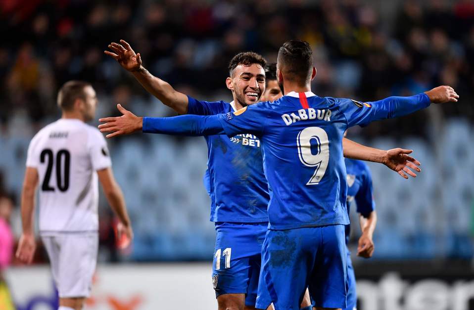 Munir El Haddadi celebrando uno de sus goles (AFP)