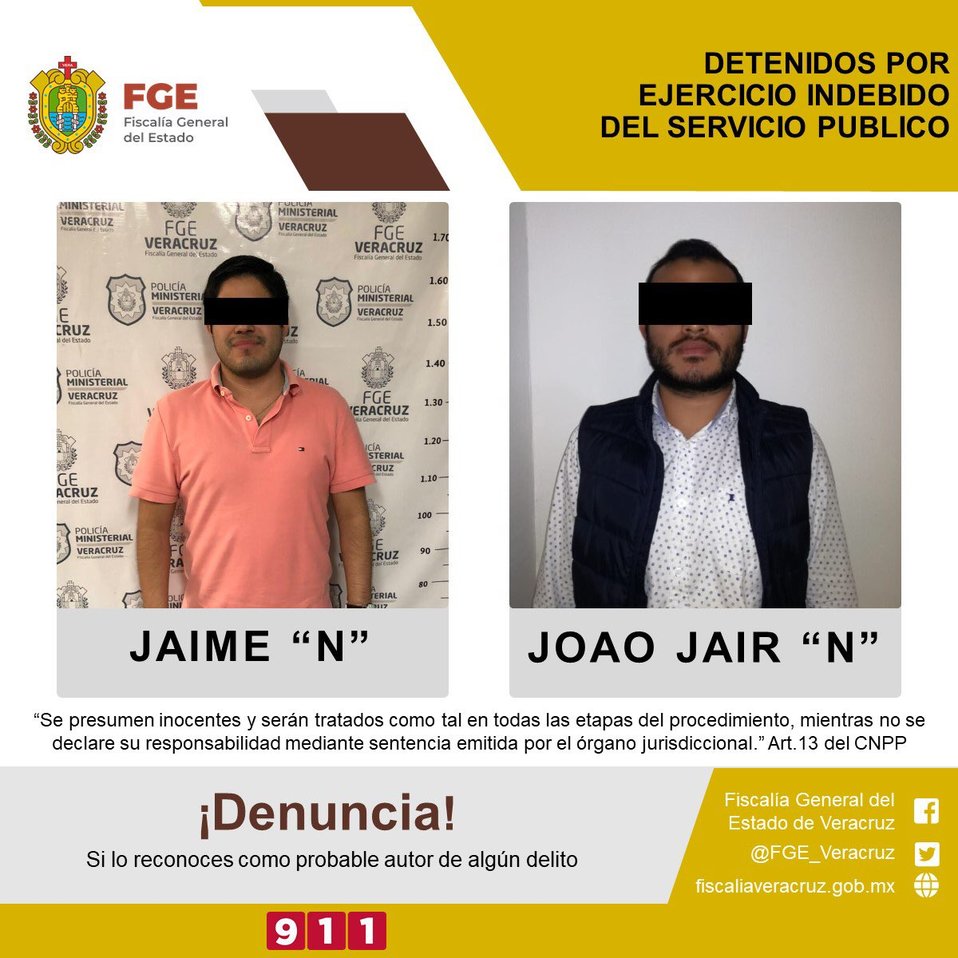 El hombre fue detenido bajo el cargo de ejercicio indebido del servicio público. (Twitter: @FGE_Veracruz)