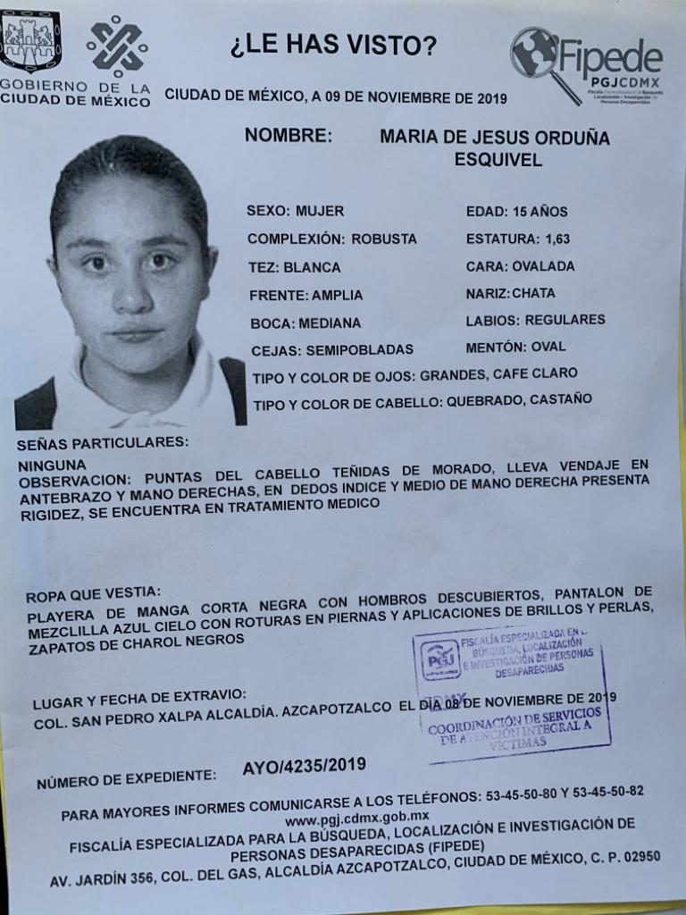 La joven fue vista por última vez en la colonia San Pedro Xalpa, alcaldía Azcapotzalco. (Especial)