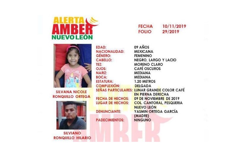 Silvana de 9 años ya está siendo buscada por las autoridades. Foto: Especial.