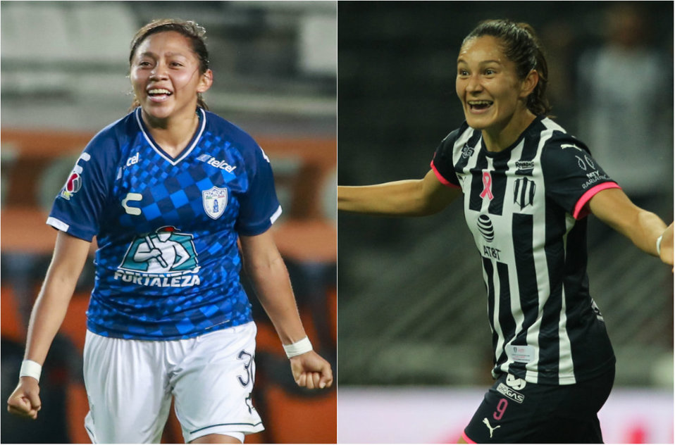Viridiana Salazar, de Pachuca y Mónica Monsiváis de Monterrey  se llevaron el campeonato de goleo del Apertura 2019 de la Liga MX Femenil (Imago7)