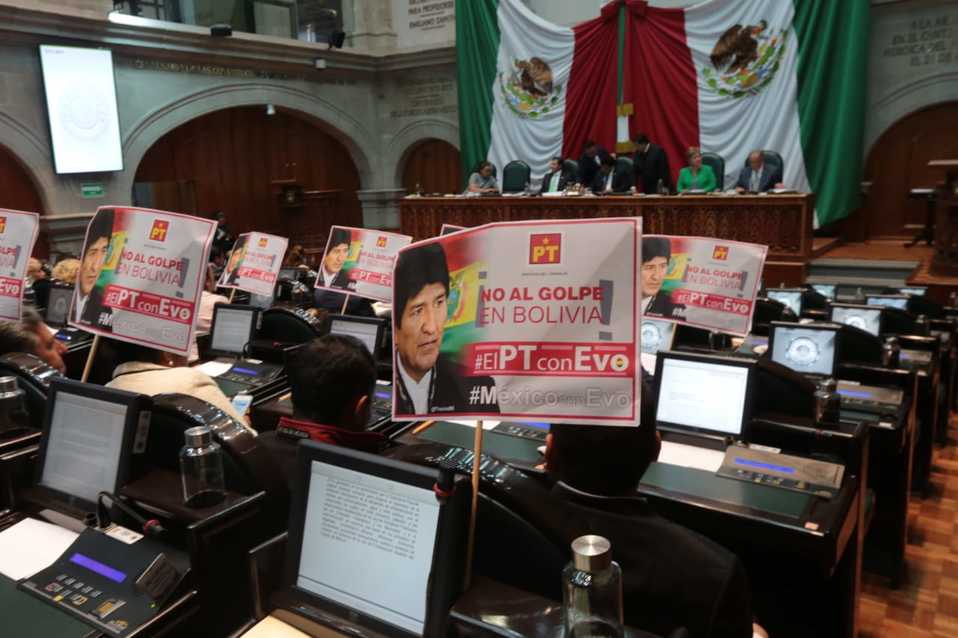 PT expresa respaldo a Evo en el Congreso local. (Iván Carmona)