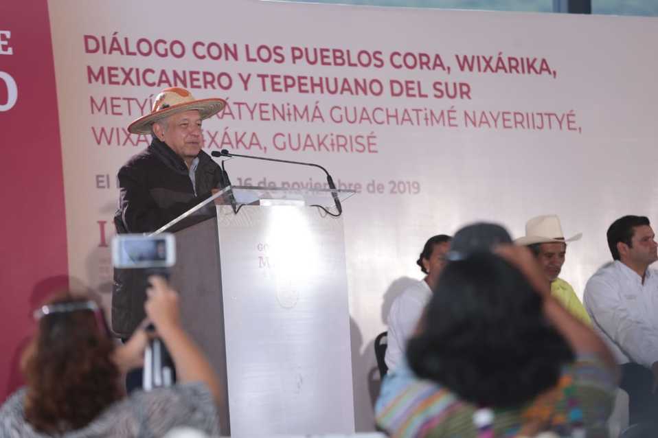 El presidente Andrés Manuel López Obrador sostuvo un diálogo con el pueblo 'Cora' en Nayarit. (Jesús Quintanar)