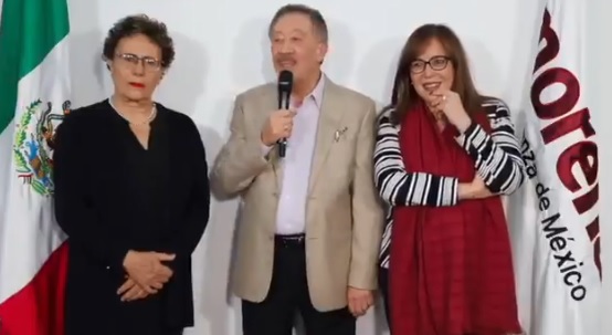 Yeidckol Polevnsky, Bertha Luján y Héctor Díaz Polanco en conferencia de prensa. (Milenio Digital)