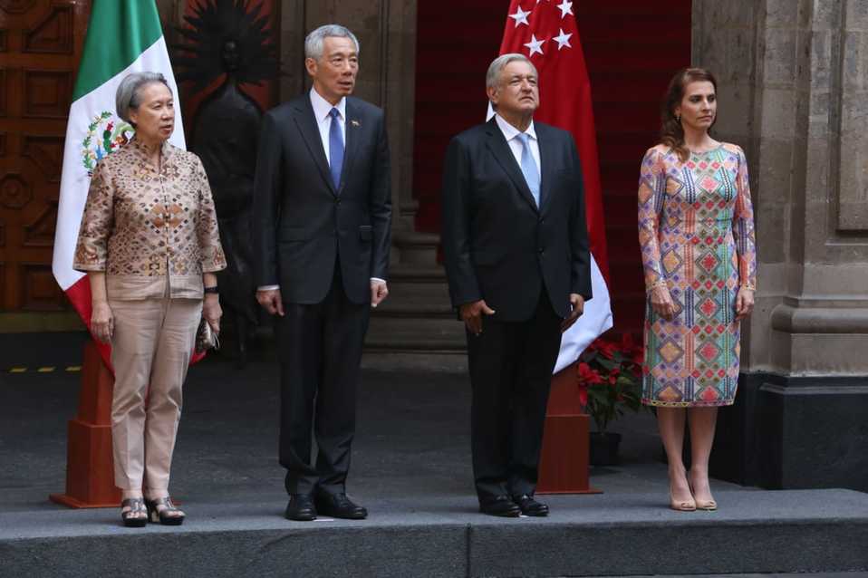 Andrés Manuel López Obrador recibe al primer ministro de Singapur en Palacio Nacional. (Octavio Hoyos)