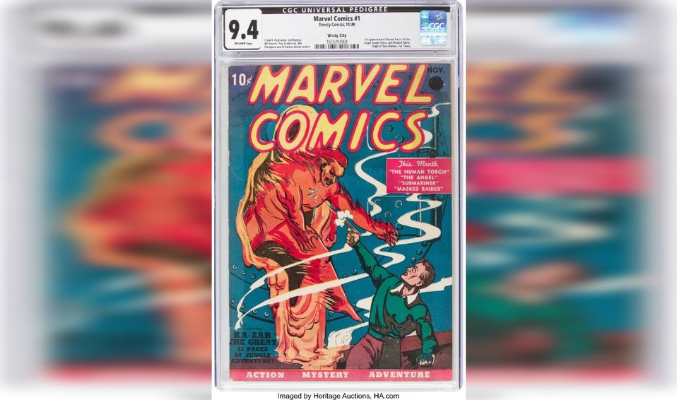 Portada de la copia del Marvel Comics No. 1 que fue subastado (AFP).