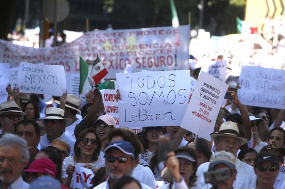 Marcha familia LeBarón contra la violencia en el país. (Ariana Pérez)
