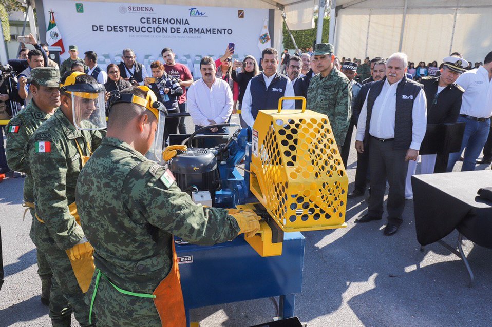 Destrucción de armas en Reynosa (Foto/CORTESÍA)