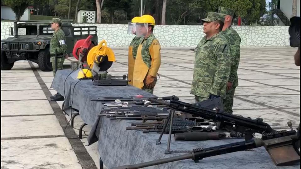 El Ejército destruyó las armas decomisadas al crimen organizado.