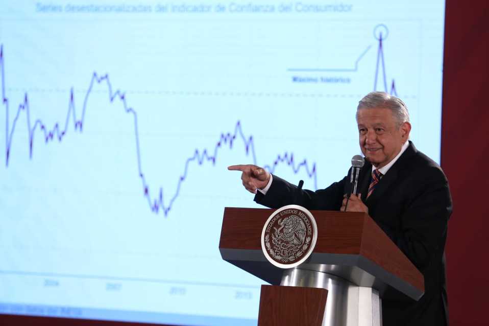 El Presidente en conferencia matutina. (Octavio Hoyos)