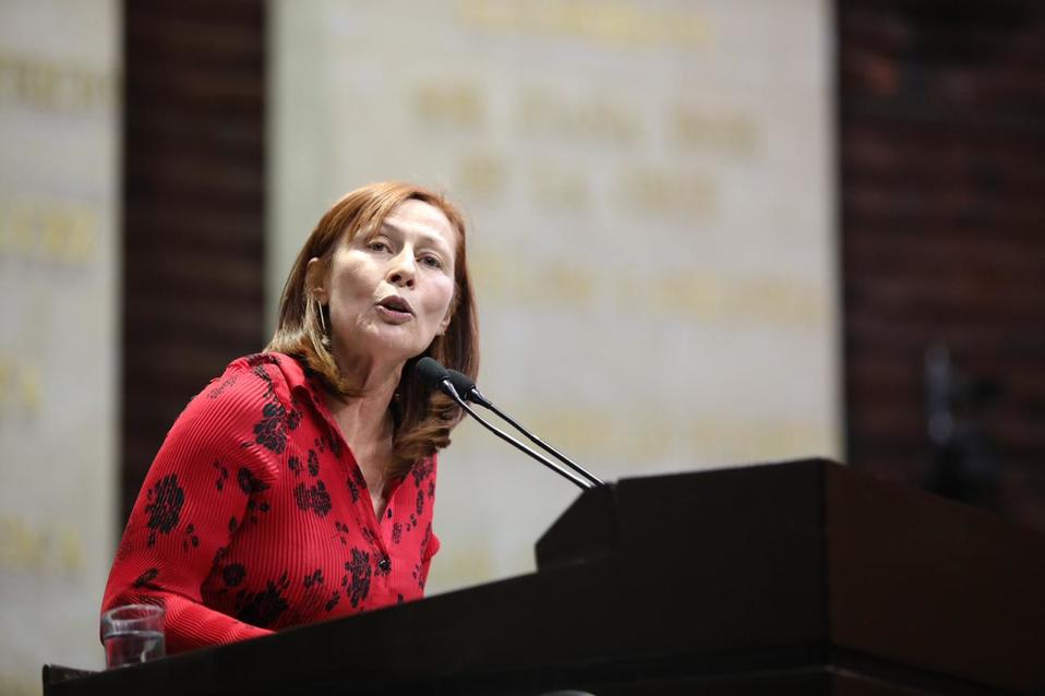 Tatiana Clouthier durante el debate sobre la Ley de Amnistía en la Cámara de Diputaos (Fernando Damián)