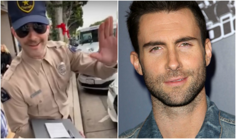 Adam Levine, vocalista de la banda Maroon 5, se disfrazó de policía y dio 'multas' a conductores en Los Ángeles (Captura/Shutterstock).