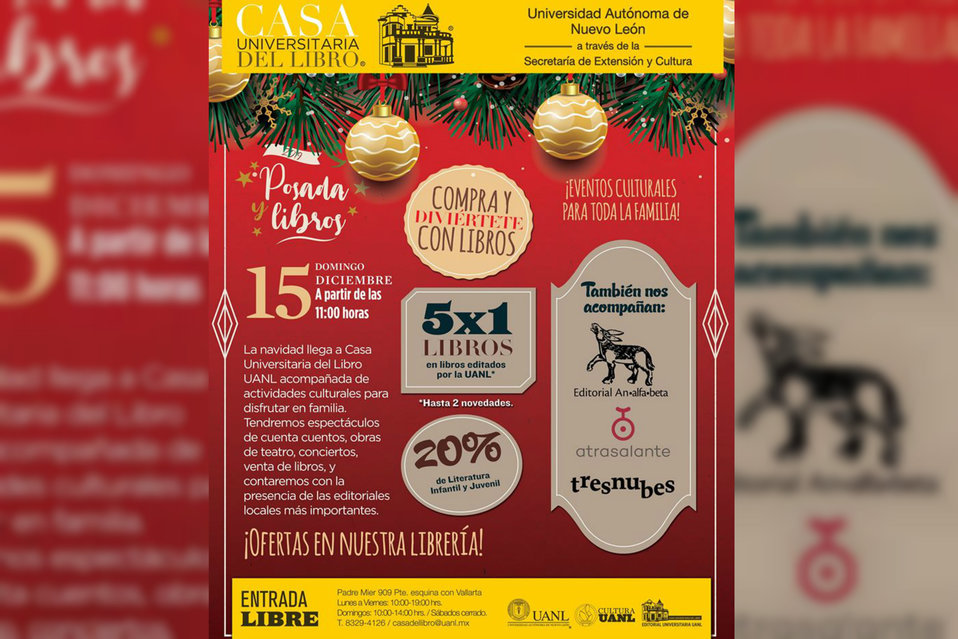 Las actividades de Posada y Libros 2019 en la Casa Universitaria del Libro son gratuitas para todo público. (Especial)