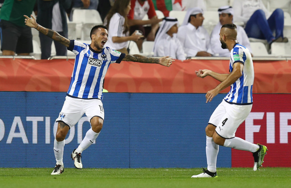El festejo de Leonel Vangioni tras marcar gol en el Monterrey vs Al-Sadd del Mundial de Clubes 2019 (Reuters)