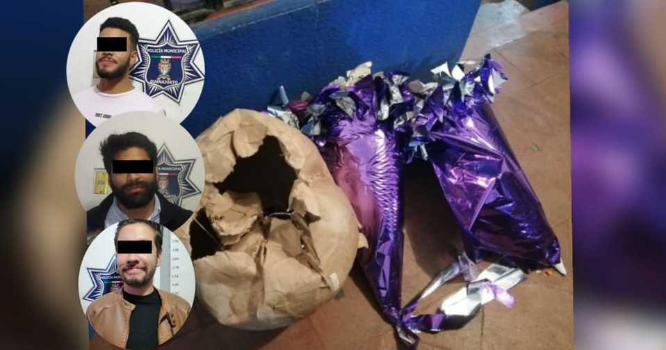 En Guanajuato detienen a hombres por dañar adornos de navidad. Especial.