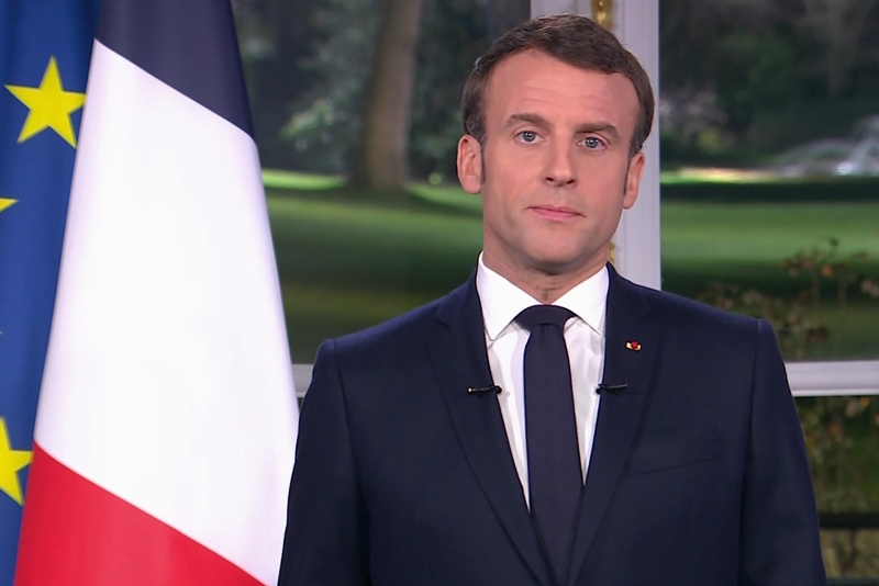 Emmanuel Macron durante su mensaje de fin de año. (AFP)