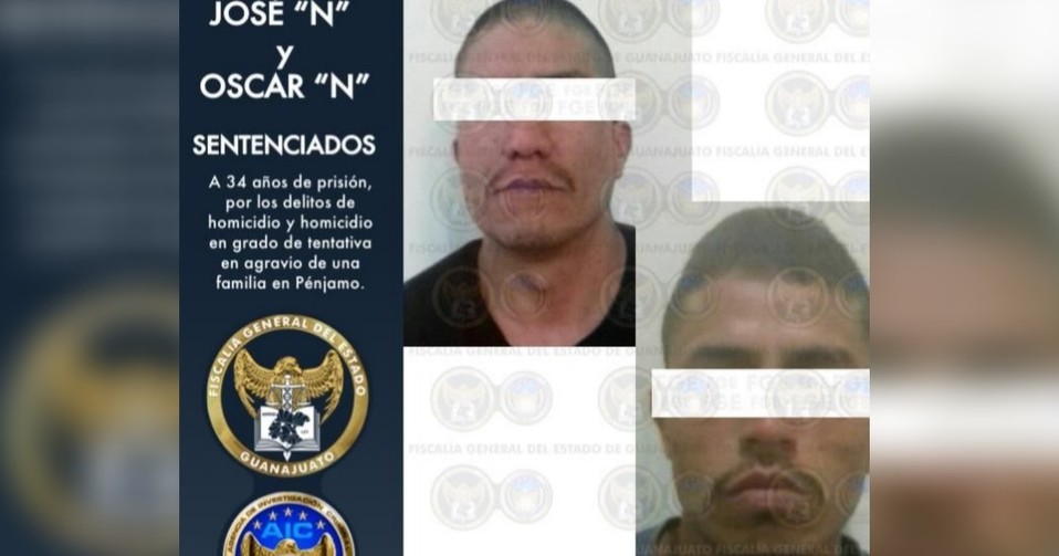 José 'N' y Óscar 'N' fueron declarados culpables de homicidio en contra de una mujer y una menor en el municipio de Pénjamo.