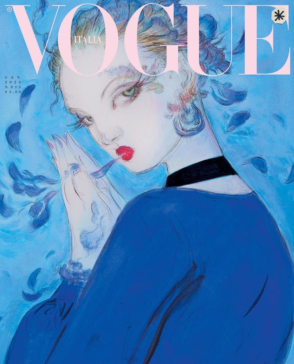 Las fotografías fueron reemplazadas por ilustraciones (Instagram @vogueitalia).