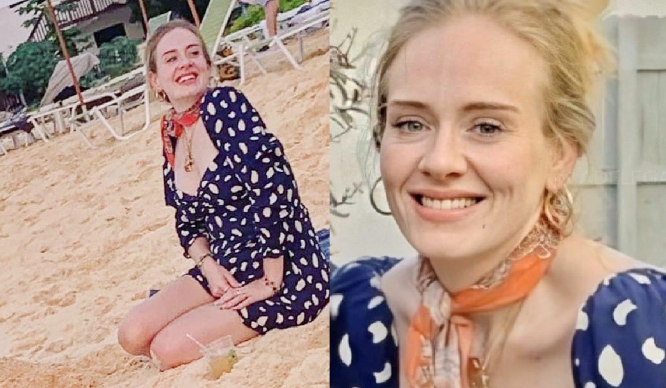 Adele luce mucho más delgada en la playa junto a Harry Styles. (Twitter)