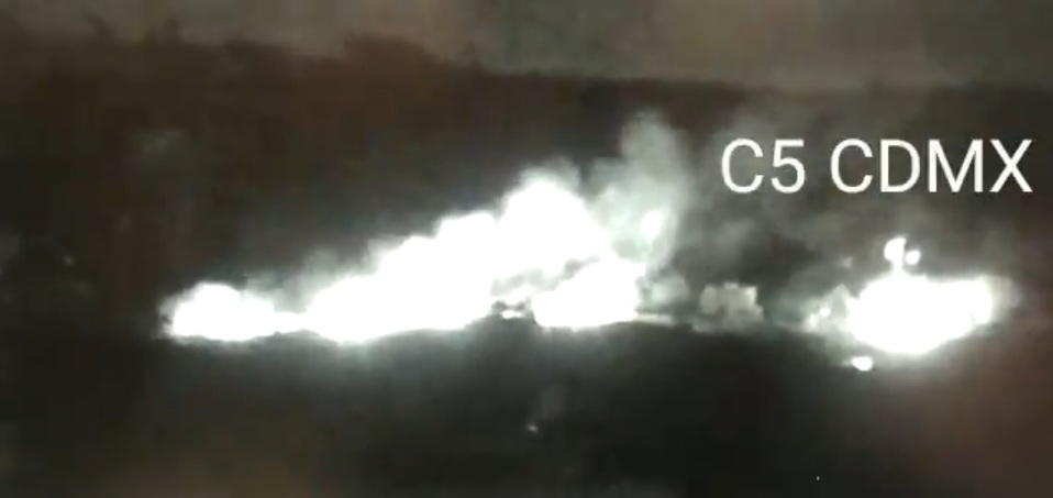 Incendio forestal en la alcaldía de Tláhuac. (Tomada de C5)