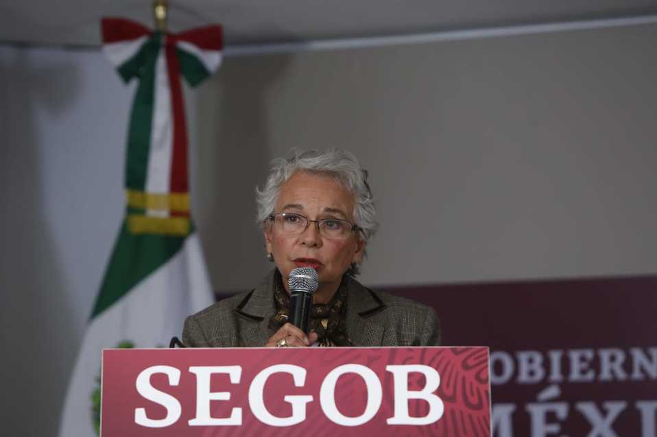 Olga Sánchez Cordero, secretaria de Gobernación durante conferencia de prensa (Ariana Pérez)