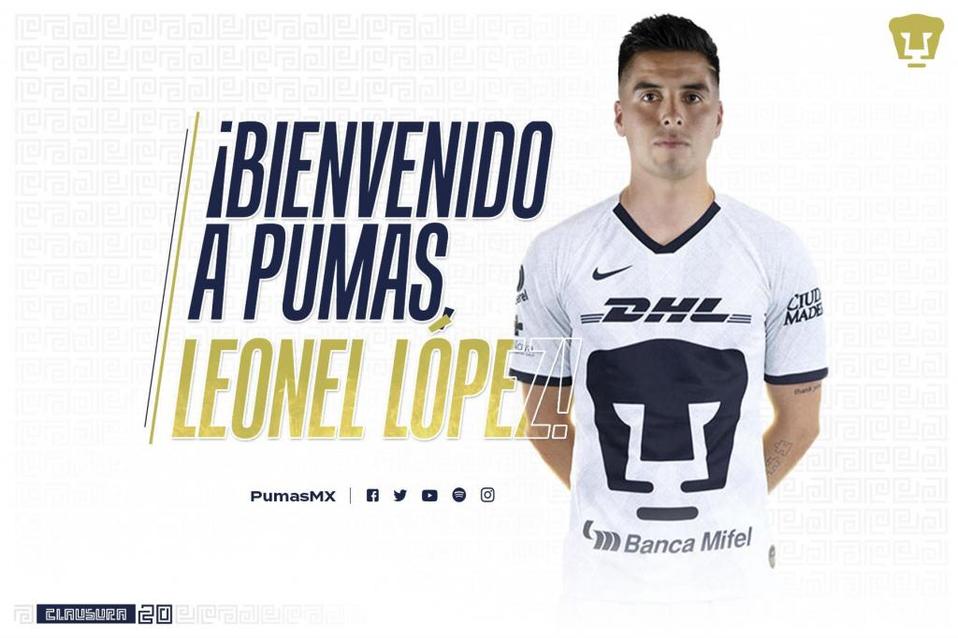 Leonel López es nuevo jugador de Pumas (Twitter @PumasMX)